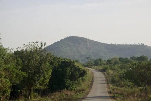 A highway crossing a mountain.